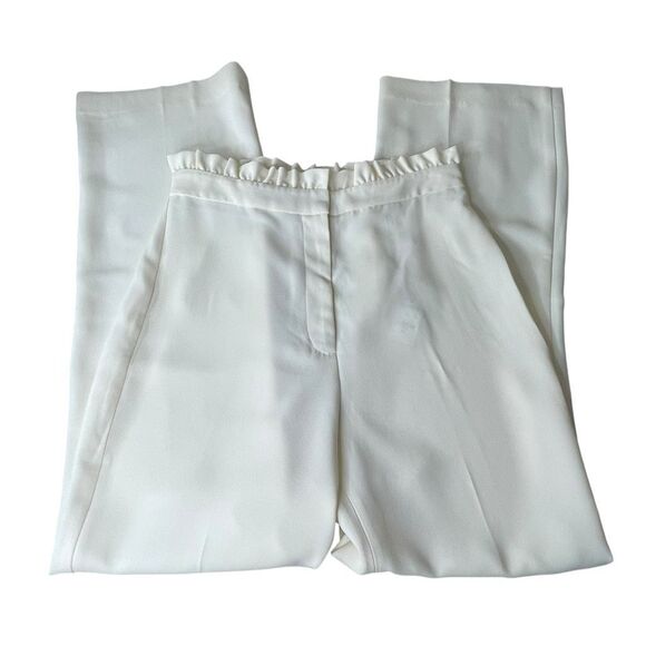 Express Wide Leg Super High Rise Ruffle Trim Waist Dress Pants Size 6S - Picture 2 of 12